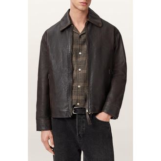 AllSaints Garrison Leather Jacket in Black at Nordstrom, Size Large