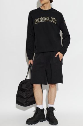 Moncler Sweatshirt With Embroidered Logo, Mens, Black