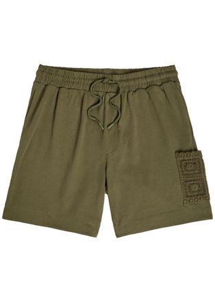CH&Eacute; Studios Che Inigo Crochet and Jersey Shorts - Dark Green - XL