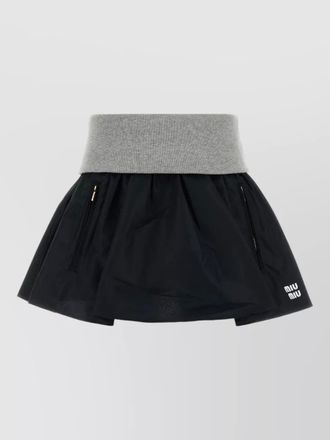 Miu Miu tech fabric mini skirt zipper pockets