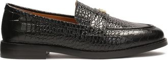 Kazar Zwarte klassieke reli&euml;flederen loafers. Dit product valt groot uit. - Dames - Loafers - Zwart - 36 EU - Leer - Schoenen