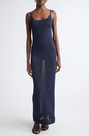 Jacquemus Nodo Bodysuit Maxi Sweater Dress in Dark Navy at Nordstrom, Size 42
