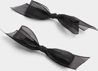 Simons Womens Stylish organza bow barrettes Set of 2