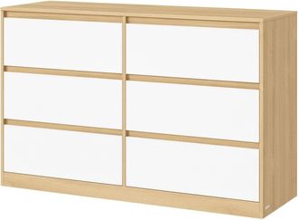 Vasagle C&oacute;moda de 6 cajones para dormitorio de madera color beige y blanco