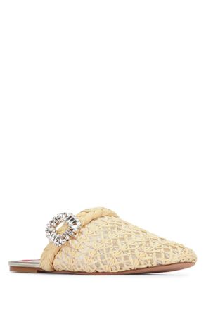 Roger Vivier Womens Bab Viv Strass Buc Raffia Sling C209desertoscuc002avorio Slippers Flat Shoes