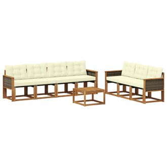 vidaXL Conjunto De Sof&aacute;s De Exterior Con Coj&iacute;n 8 Pcs Natural Y Crema Vidaxl