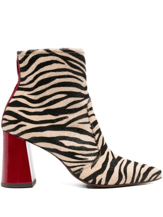 Chie Mihara 80mm zebra-print block-heel ankle boots - Neutrals