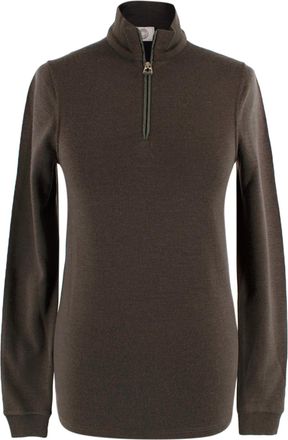 Herm&egrave;s Wool Blend Brown Half-Zip Jumper Size XXS