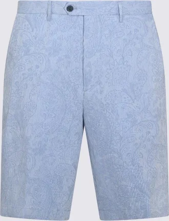 Etro Shorts Blue And Green-Uomo