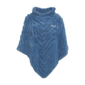 Liu Jo Ponchos, female, Blue, ONE SIZE, Luxurious Faux Fur Chevron Poncho