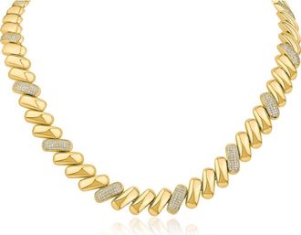 Kenneth Jay Lane Alternating Pave Link Collar Necklace in Gold Plated at Nordstrom