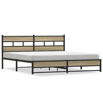 Berkfield Home Metal Bed Frame without Mattress Sonoma Oak 200x200 cm in Brown