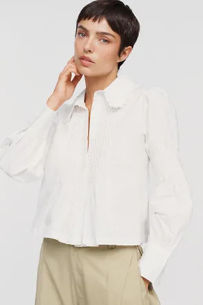 Maeve 100% Cotton Smocked Buttondown Shirt
