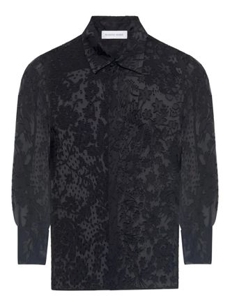 Marine Serre Shirt van zijdeblend met bloemenpatch - Zwart