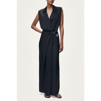 Nocturne Embellished Belt-Detail Maxi Dress in Black at Nordstrom, Size X-Large Eu