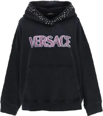 Versace Cotton Logo Sweatshirt - Dames - Hoodies - Zwart - XS - Katoen - Hoodies & sweatvesten