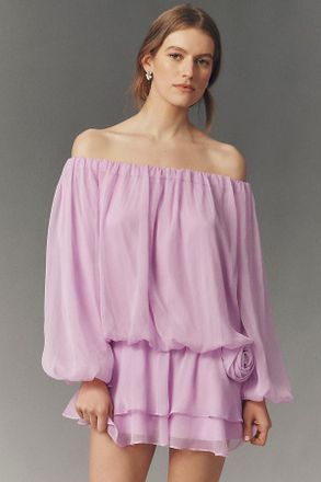 BHLDN Daisy Off-Shoulder Chiffon Mini Dress