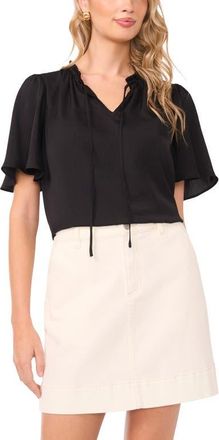 Vince Camuto Tie Neck Top in Rich Black at Nordstrom, Size X-Small