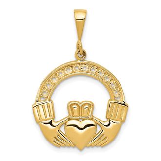 Diamond2Deal 14k Yellow Gold Claddagh Pendant