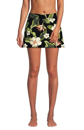 Lands End Tummy Control Skirt Swim Bottoms in Hibiscus Floral/black at Nordstrom, Size 2