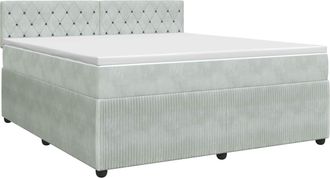 vidaXL Cama Box Spring Con Colch&oacute;n Gris Claro 140 X 200 Cm Terciopelo Vidaxl