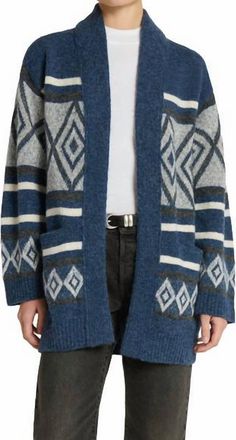 Nation Ltd Franklyn Fair Isle Cardigan In Chesapeake