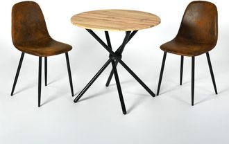 Urban Meuble Conjunto de mesa redonda + 2 sillas vintage