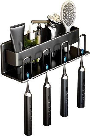 OEM Soporte Para Cepillos De Dientes, Soporte Para Cepillos De Dientes El&eacute;ctricos, Estante De Almacenamiento De Aluminio Espacial Para Ba&ntilde;o, Negro