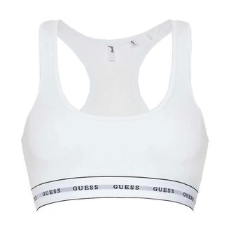 Guess Sport Bras, female, White, Size: S Training T-Shirt with Logo Inlays