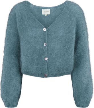 Americandreams Cornelia Cropped Cardigan - Dames - Vesten - Blauw - L - Wol - Truien & Vesten