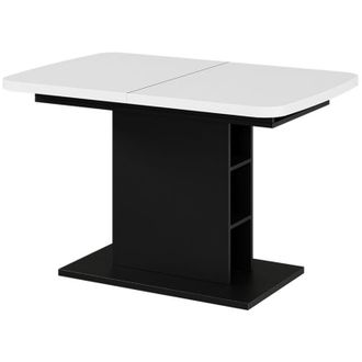 Vicco tavolo da pranzo allungabile Fenaro, Bianco/nero, 120 x 80 cm con scomparti aperti, Vicco