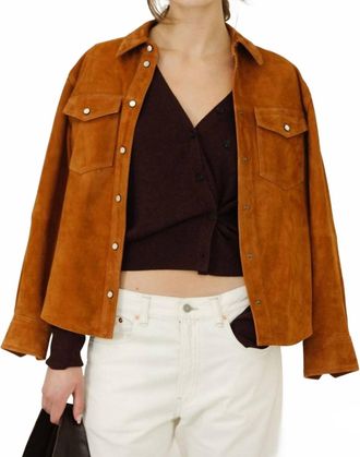 Isabel Marant Delcia Suede Shirt In Cognac
