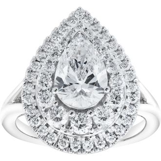 LuvMyJewelry Anisa 14K White Gold Pear Lab Grown Diamond Halo Engagement Ring - 2.5 Ct at Nordstrom, Size 7