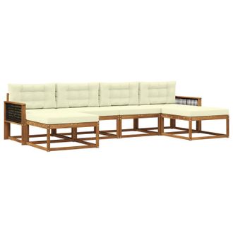 vidaXL Conjunto De Sof&aacute;s De Exterior Con Coj&iacute;n 6 Pcs Natural Y Crema Vidaxl