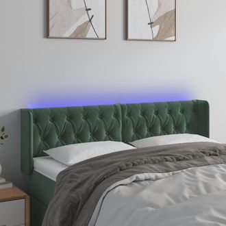 vidaXL Cabecero Con Led De Terciopelo Verde Oscuro 147x16x78/88 Cm Vidaxl