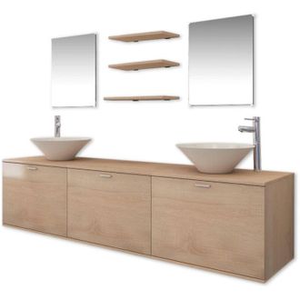 vidaXL Muebles Set Bath House 10 Pc Con Basin Y Beige Tap