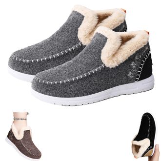 Generic Winter Snow Boots for Women, Non Slip Warm Trendy Slip On Ankle Booties, Cozy Fleece Lined Suede Slipper Boots for Outdoor Walking (gray-5.5UK)