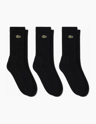 Lacoste Mens Lacoste Sport 3 Pack High Cut Socks Black/Black/Black - Size: 7/7.5/6/6.5/5.5/8