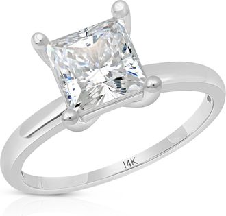 MAX + STONE 14k Yellow or White Gold 2 Carat Cubic Zirconia Princess Cut Engagement Ring