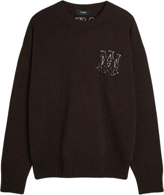 Amiri MA Logo-appliqu&eacute;d Wool Jumper - Dark Brown - XL
