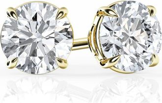 Grown Brilliance 1 Carat Round Lab Grown Diamond Stud Earrings in 14K Gold Plated