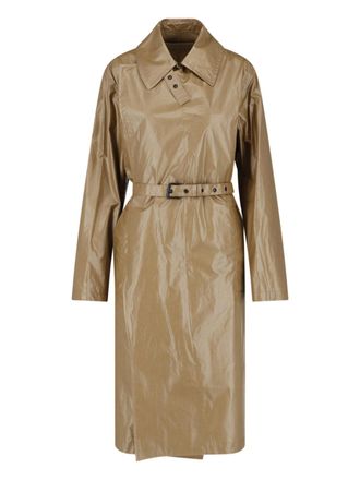 Christophe Lemaire Khaki Coated Cotton Short Belted Coat