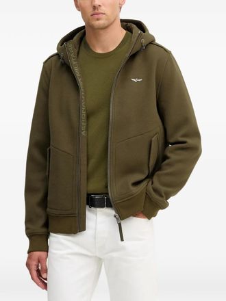 Aeronautica zip-up hoodie - men - Polyester/Viscose/Wool/Polyester/Polyamide - 54 - Green