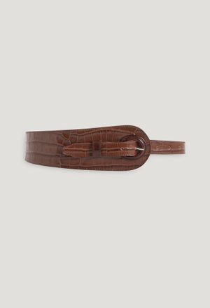 Claudie Pierlot Ceinture cuir emboss&eacute; marron