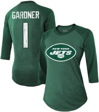 Majestic Threads Womens Majestic Threads Ahmad Sauce Gardner Green New York Jets Player Name & Number Tri-Blend 3/4-Sleeve Fitted T-Shirt at Nordstrom, Size X-Large