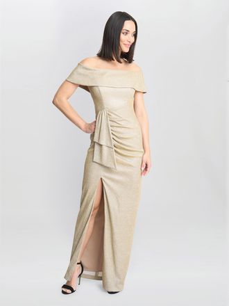 Gina Bacconi Womens Trudy Bardot Wrap Dress - Gold - Size 16 UK