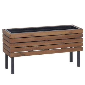 Hhg [nunca Usado] Jardinera Hhg-453, Jardinera De Exterior De Acero Color Acacia, 36 X 62 X 22 Cm, Con Certificaci&oacute;n Mvg, Marr&oacute;n