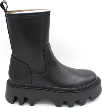 Buffalo Flora Vegan Sockboot Elastische Rubberen Zool - Dames - Winterlaarzen - Zwart - 40 EU - Leer - Schoenen