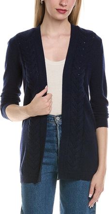 Sofiacashmere Braided Cable Wool & Cashmere-Blend Cardigan