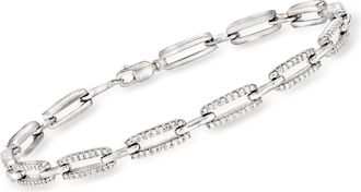 Ross-Simons Diamond Paper Clip Link Bracelet in Sterling Silver